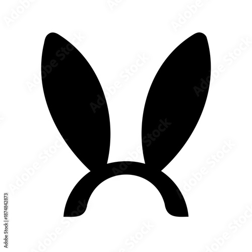 Black silhouette of rabbit ears on a headband against white background