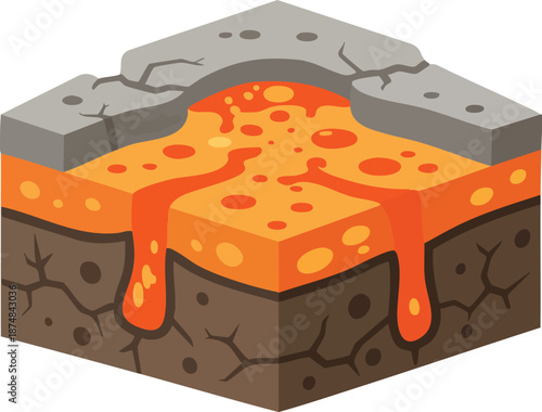 Isometric volcano cross section