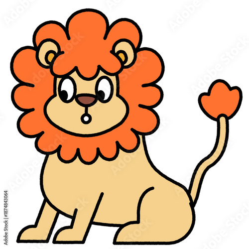 座っているライオンのかわいいイラスト