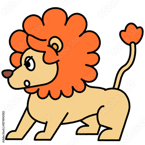 横向きに立つライオンのシンプルなイラスト