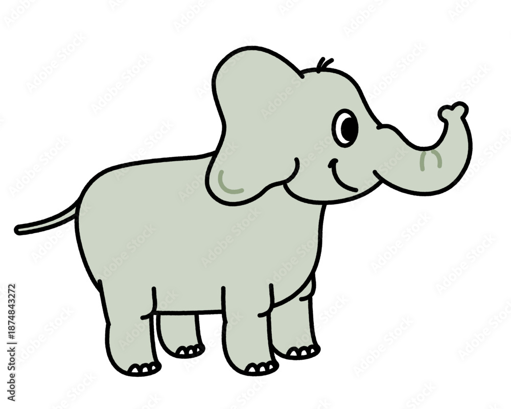 Fototapeta premium 横向きに立つゾウのシンプルなイラスト