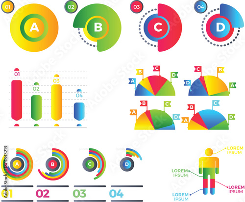 Vector infographic chart set for modern business data visualization vector
