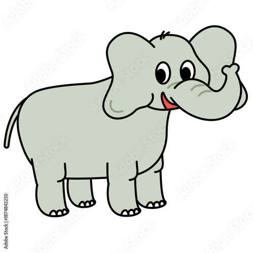 正面を向いたゾウのかわいいイラスト