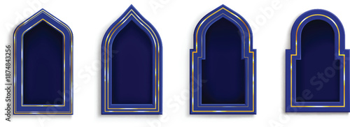 Vintage arabic arch window collection for decorative islamic art vector