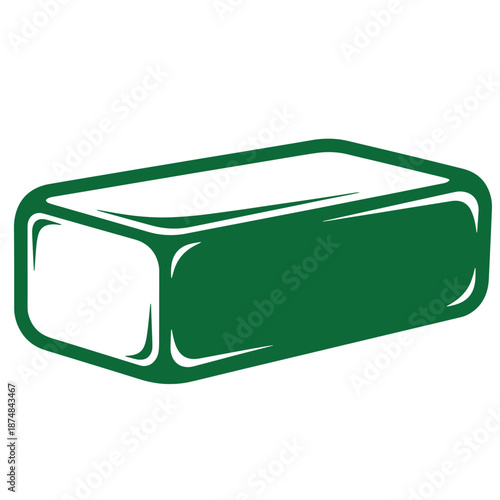 Green rectangular prism icon with rounded edges and white highlights on transparent background
