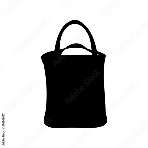 Solid black silhouette of a classic tote bag with short handles