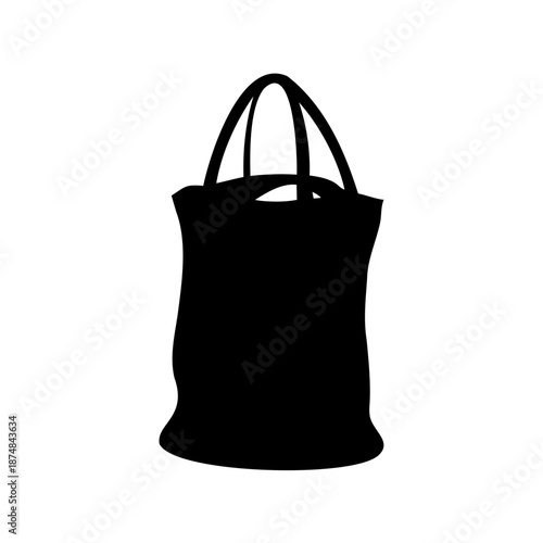 Black silhouette image of a reusable tote shopping bag with handles