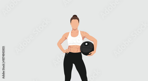 Woman holding fitness equipment, ready for workout session, healthy lifestyle, and active living illustration
