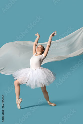 Young ballerina in tutu dan...