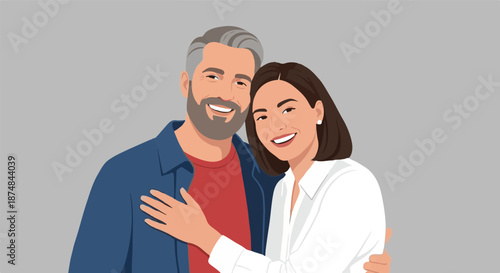 Happy couple embracing and smiling, showcasing a loving and positive relationship with warmth and connection