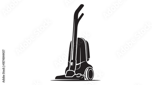 Upright Vacuum Cleaner in Modern Minimalist Design with High Contrast Lighting on White Background for Household Appliances