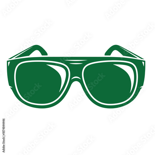 Green sunglasses with dark lenses isolated on white background