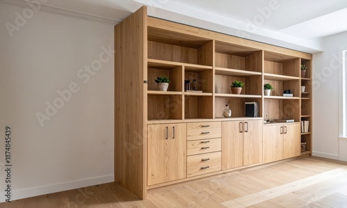 明るい木製壁面収納