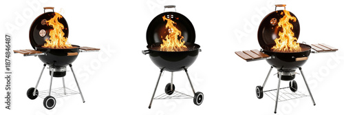 Foto Charcoal Barbecue Grill with Fire Set – Outdoor Cooking and BBQ Concept