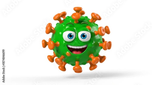 Cartoon virus character isolated on white background for health concepts