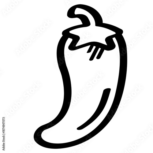 chili pepper Spicy food ingredient concept handdrawn line illustration