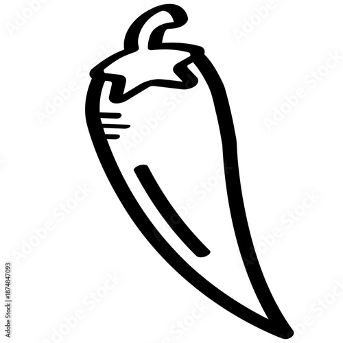 long chili Fresh spicy ingredient handdrawn line illustration