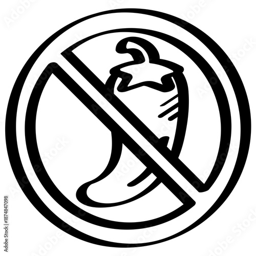 no chili No spicy food preference handdrawn line illustration