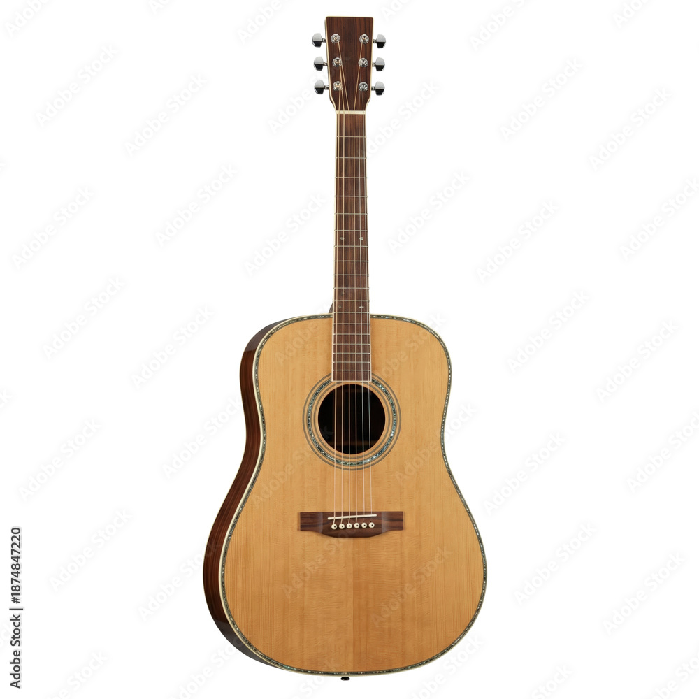 Fototapeta premium Classic acoustic wooden guitar musical instrument
