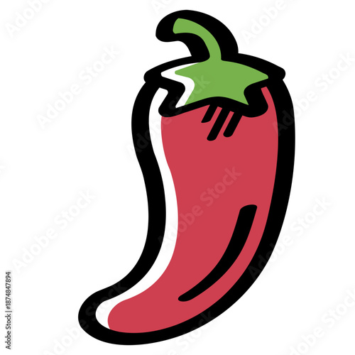 chili pepper Spicy food ingredient concept color illustration