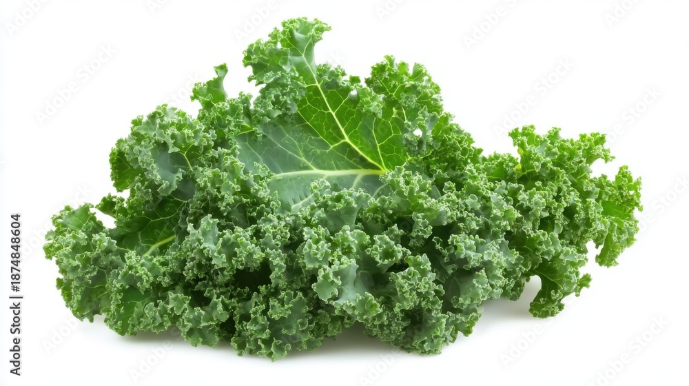 Obraz premium Fresh Curly Kale Leaves Isolated on White