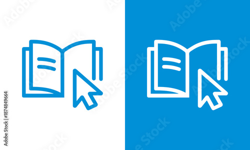 Digital Education Icon: Open Book with Cursor Symbolizing Online Learning Resources and Access