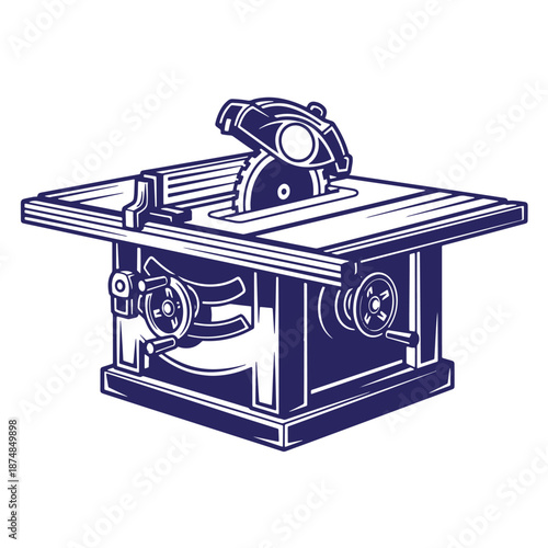 blue illustration of a jointer machine for woodworking isolated on white background