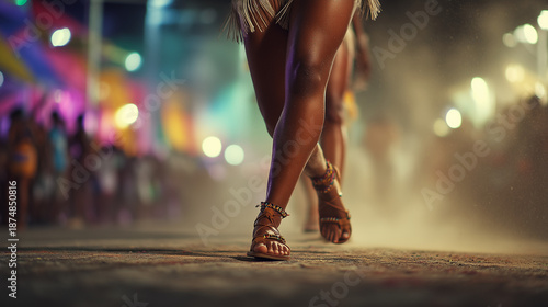 Vibrant Carnaval de Salvador celebration with Trio Elétrico music in Bahia Brazil at night