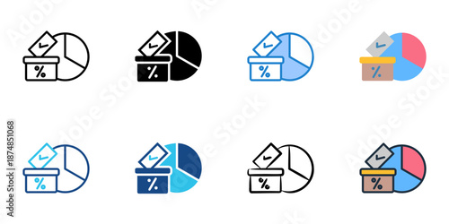Voter Turnout icons set multiple style collection. Editable stroke 
