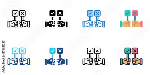 Debate icons set multiple style collection. Editable stroke 

