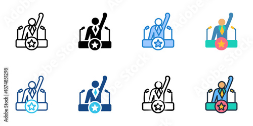 Political Campaign icons set multiple style collection. Editable stroke 
