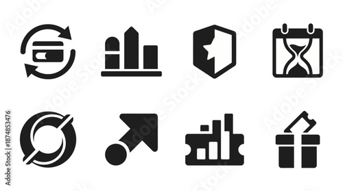 Collection of Black Business Icons.