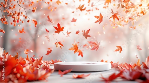 Autumn Maple Leaf Theme Healing Product Display Scene