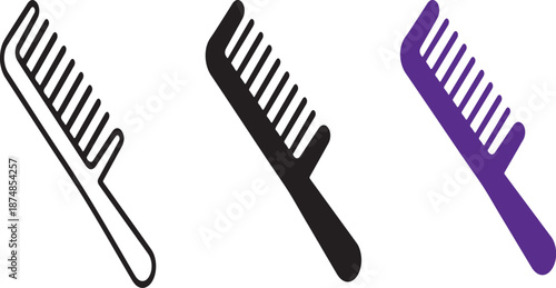  Hairbrush Icons Collection in Line, Filled and Color Styles. Hairstyling and Personal Care Symbol Vector.