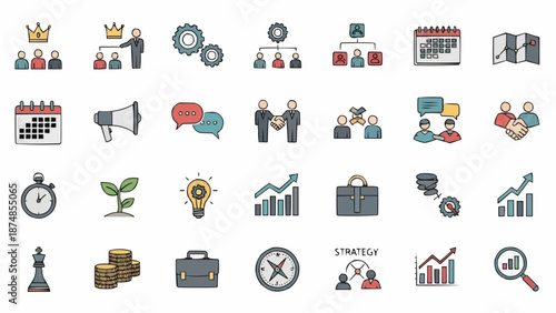 Business and Finance Icons Collection Vector Illustration.