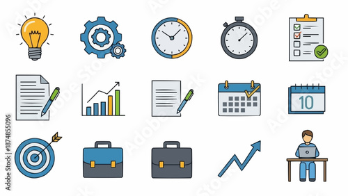 Business and Productivity Icons Set.