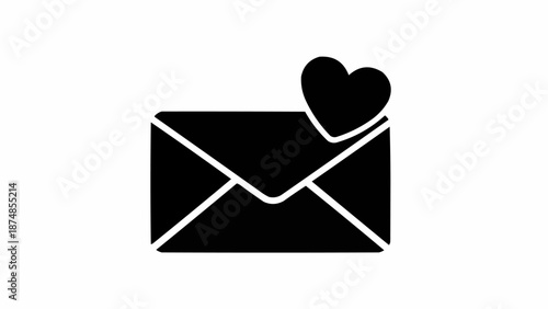 Black silhouette of an envelope with a heart symbol.