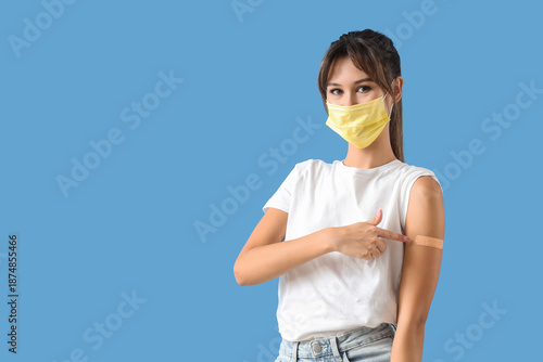 Young woman in medical mask...
