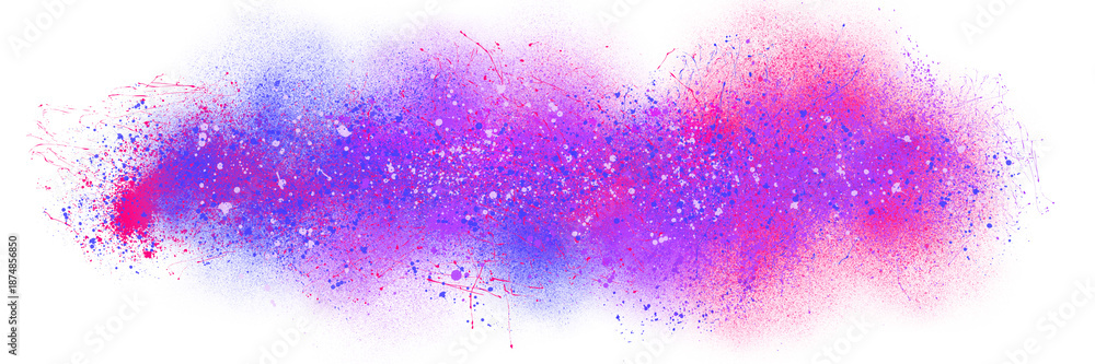 Naklejka premium Abstract horizontal spray paint banner in pink and blue hues