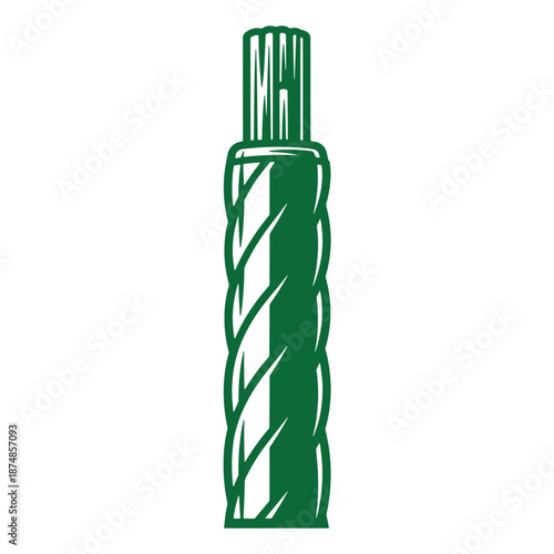 Green spiral cable end connector plug  electronic component for wire connection and electrical wiring  isolated on white background