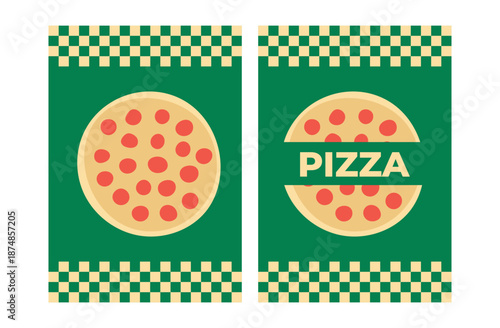 Pizza poster unique abstract retro with two different design isolated