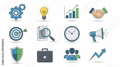 Business Icons Set With Different Concepts And Symbols.