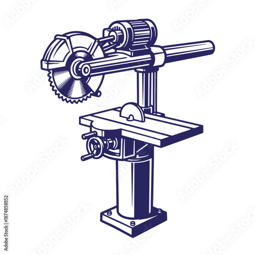 Radial arm saw machine for woodworking and cutting operations in a workshop  a versatile power tool
