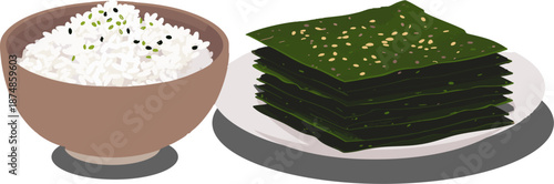 Dried nori seaweed sheets stacked snacks healthy Asian food ingredient sushi roll