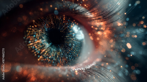 Futuristic digital eye data network and cyber security technology background