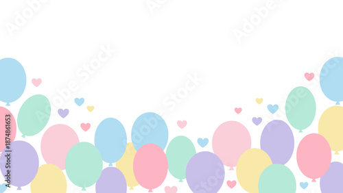 Colorful Pastel Balloons Floating in the Air for Celebration.