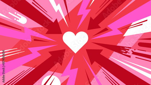 Abstract Heart Symbol Surrounded by Arrows and Lightning Bolts.