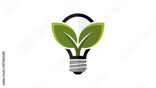 Green energy light bulb with leaves.
