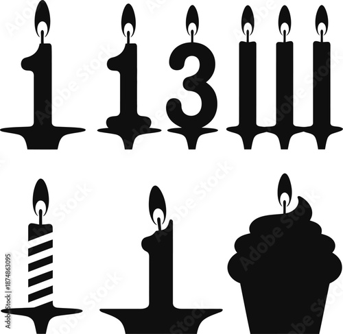 set of birthday candles , candle, flame, birthday, light, christmas, celebration, fire, candles,
