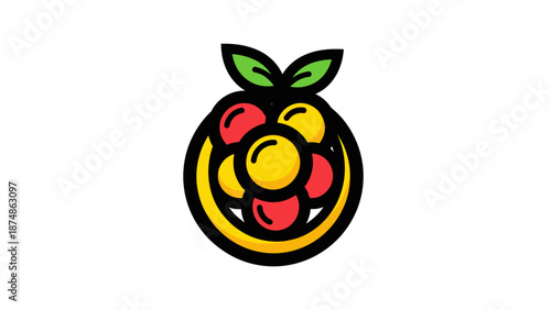 Fruit logo juicy fruit colorful smile.